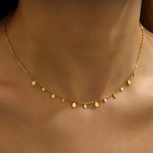 Gold Disc Charm Necklace #1868